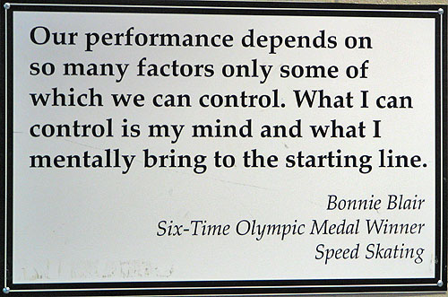 quotes on myself. This quote is on the stairwell leading up to the ice at the Pettit Center in